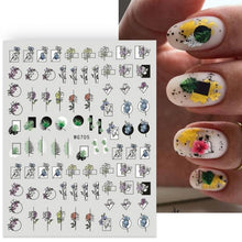 Load image into Gallery viewer, 3D Nails Sticker Spring Cartoon Animals Flowers Leaves Self Adhesive Decals Sliders Nail Art Accessories Decoration Decal Self-Adhesive 3D Wave Design Decoration for Women Girls Tape Nail Art Stickers Decal Decoration