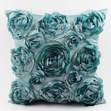 Load image into Gallery viewer, 3D Roses Style Embroidered Polyester Cushion Cover Pillowcase Wedding Home Decorative Roses Floral Print Cushion Covers Throw Pillow Covers For Decorating Sofa Car Bedroom 42x42cm