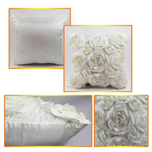 Load image into Gallery viewer, 3D Roses Style Embroidered Polyester Cushion Cover Pillowcase Wedding Home Decorative Roses Floral Print Cushion Covers Throw Pillow Covers For Decorating Sofa Car Bedroom 42x42cm