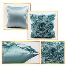 Load image into Gallery viewer, 3D Roses Style Embroidered Polyester Cushion Cover Pillowcase Wedding Home Decorative Roses Floral Print Cushion Covers Throw Pillow Covers For Decorating Sofa Car Bedroom 42x42cm