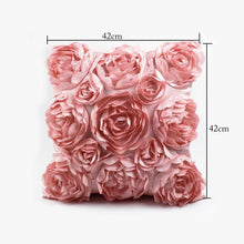 Load image into Gallery viewer, 3D Roses Style Embroidered Polyester Cushion Cover Pillowcase Wedding Home Decorative Roses Floral Print Cushion Covers Throw Pillow Covers For Decorating Sofa Car Bedroom 42x42cm