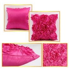 Load image into Gallery viewer, 3D Roses Style Embroidered Polyester Cushion Cover Pillowcase Wedding Home Decorative Roses Floral Print Cushion Covers Throw Pillow Covers For Decorating Sofa Car Bedroom 42x42cm