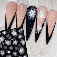 Load image into Gallery viewer, 3D Sweater Nail Sticker Acrylic Engraved Winter Nails Design Tip Wraps Decals Slider Decoration Nails Decal Nail Art 3D Acrylic Engraved Nail Sticker Nail Art Decoration Self-Adhesive Nail Art Decoration French Black and White Lace Retro Flower