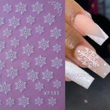 Load image into Gallery viewer, 3D Sweater Nail Sticker Acrylic Engraved Winter Nails Design Tip Wraps Decals Slider Decoration Nails Decal Nail Art 3D Acrylic Engraved Nail Sticker Nail Art Decoration Self-Adhesive Nail Art Decoration French Black and White Lace Retro Flower