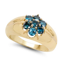 Load image into Gallery viewer, 14K Yellow Gold Plated 0.98 Carat Genuine Blue Diamond .925 Sterling Silver Ring