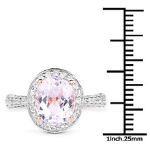 Load image into Gallery viewer, 14K Rose Gold Plated 3.86 Carat Genuine Kunzite and White Zircon .925 Sterling Silver Ring