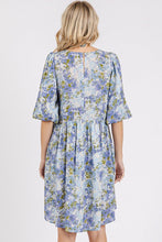 Load image into Gallery viewer, New Summer Flower Print Linen Blend Babydoll Mini Dress – Feminine and Flowy Babydoll Dress with Floral Print for a Playful Summer Look
