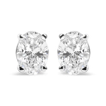 Load image into Gallery viewer, 14K White Gold 3/4 Cttw Oval Shape Lab Grown Diamond Solitaire Stud Earrings (F-G Color, VS1-VS2 Clarity)