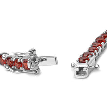 Load image into Gallery viewer, .925 Sterling Silver 10.0 Cttw Created Orange Garnet Tennis Bracelet - 7.25"