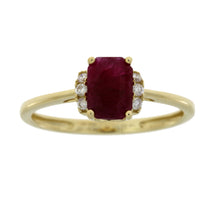 将图片加载到图库查看器,Natural 1.38ct Ruby Diamond Ring 14KT Yellow Gold