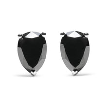 将图片加载到图库查看器,14K White Gold 2.00 Cttw Pear Cut Black Diamond Stud Earrings
