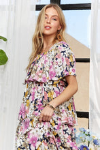 Load image into Gallery viewer, Layered Floral Off-Shoulder Short Sleeve Maxi Dress β Elegant Off-Shoulder Maxi Dress with Layered Floral Pattern for a Romantic Look