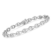 Load image into Gallery viewer, .925 Sterling Silver 1/10 Cttw Miracle-Set Diamond Pear Shape and Bezel Link Bracelet (I-J Color, I3 Clarity) - 7.25"