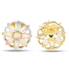 Load image into Gallery viewer, 14K Yellow Gold Plated 2.70 Carat Genuine Ethiopian Opal .925 Sterling Silver Earrings