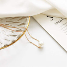 Load image into Gallery viewer, Women’s Minimalist White Pearl Beaded Necklace – Elegant Statement Chain