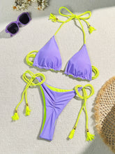 将图片加载到图库查看器,New Festival Flame Halter Bikini Set for Women – Triangle V-Neck Backless Two-Piece Swimsuit with Tie Side Bottoms & Adjustable Lace-Up Fit – Sleek Polyamide Swimwear for Koningsdag/King’s Day & Summer Beach Celebrations