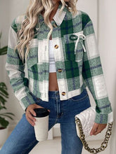 Load image into Gallery viewer, Dark Green Button-Up Jacket Trendy & Chic Outerwear with Bow & Pockets Cute Elegant Girls Jacket