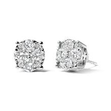 将图片加载到图库查看器,14K White Gold 2.00 Cttw Lab Grown Diamond Cluster Stud Earrings (G-H Color, VS1-VS2 Clarity)