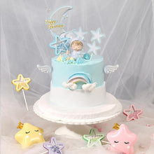 Load image into Gallery viewer, 3PCS Love Happy Birthday Cake Toppers Star Cupcake Toppers Cake Decorations Glitter Star Cupcake Picks White Cloud Toothpicks for Baby Shower Stars Cupcake Topper Flags For Wedding Kids Birthday Party Supplies Cake Decoration