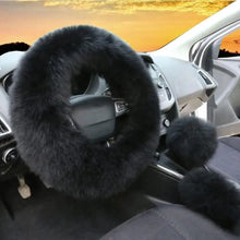 Load image into Gallery viewer, 3Pcs Set Winter Fashion Wool Fur Soft Furry Car Steering Wheel Covers 16 Colors Winter Universal Hand Brake Gear Cover Car Accessories