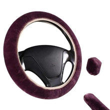 Load image into Gallery viewer, 3Pcs Set Winter Fashion Wool Fur Soft Furry Car Steering Wheel Covers 16 Colors Winter Universal Hand Brake Gear Cover Car Accessories