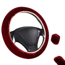 Load image into Gallery viewer, 3Pcs Set Winter Fashion Wool Fur Soft Furry Car Steering Wheel Covers 16 Colors Winter Universal Hand Brake Gear Cover Car Accessories