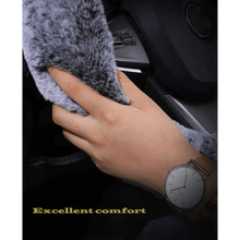 Load image into Gallery viewer, 3Pcs Set Winter Fashion Wool Fur Soft Furry Car Steering Wheel Covers 16 Colors Winter Universal Hand Brake Gear Cover Car Accessories