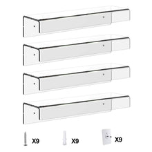 Load image into Gallery viewer, 4-Pack: 15 inches Clear Acrylic Floating Shelves with 2 Mounting Ways