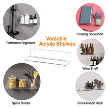 Load image into Gallery viewer, 4-Pack: 15 inches Clear Acrylic Floating Shelves with 2 Mounting Ways