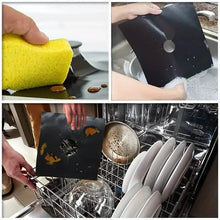 Load image into Gallery viewer, 4-Pack: Gas Stove Burner Covers - Reusable Non-Stick PVC Stovetop Protector Liners
