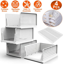 Load image into Gallery viewer, 4-Packs: Plastic Storage Box Closet Organizer Foldable Storage with Slide Rail Push-Pull