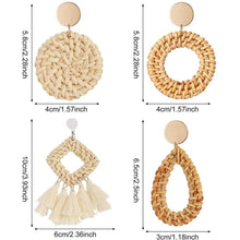 将图片加载到图库查看器,4-Pairs: Women's Rattan Earrings