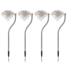 将图片加载到图库查看器,4-Piece: Solar Diamond LED Light Pathway Stake Decorative Lamp