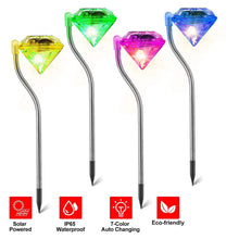 将图片加载到图库查看器,4-Piece: Solar Diamond LED Light Pathway Stake Decorative Lamp