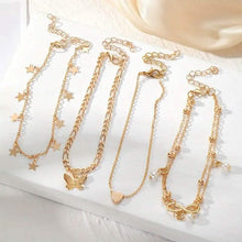 将图片加载到图库查看器,4-Pieces: Stackable Thin Chain Anklet Set