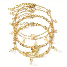 将图片加载到图库查看器,4-Pieces: Stackable Thin Chain Anklet Set