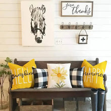 Load image into Gallery viewer, 4-Pieces: Summer Flowers Printed Throw Pillow Cover Cushion Pillow Case
