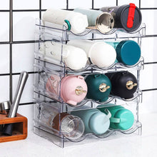 Load image into Gallery viewer, 4-Tier Bottle Storage 12 Bottles Transparent Stackable Organizer Holder Shelf