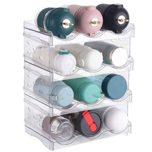 Load image into Gallery viewer, 4-Tier Bottle Storage 12 Bottles Transparent Stackable Organizer Holder Shelf