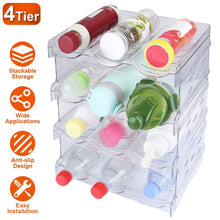 Load image into Gallery viewer, 4-Tier Bottle Storage 12 Bottles Transparent Stackable Organizer Holder Shelf