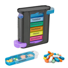 将图片加载到图库查看器,4 Times A Day, Black 7 Day Stackable Daily Pill And Medicine Organizer