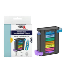 将图片加载到图库查看器,4 Times A Day, Black 7 Day Stackable Daily Pill And Medicine Organizer