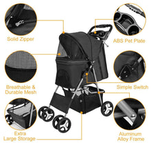 Load image into Gallery viewer, 4 Wheels Pet Foldable Stroller