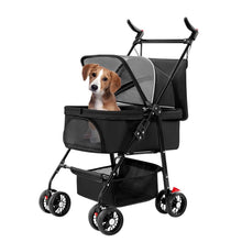 Load image into Gallery viewer, 4 Wheels Pet Stroller Foldable with Removable Liner Storage Basket