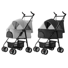 Load image into Gallery viewer, 4 Wheels Pet Stroller Foldable with Removable Liner Storage Basket