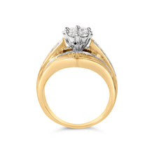 Load image into Gallery viewer, 14K Yellow Gold 2-1/3 Cttw Diamond Cluster Channel Set Chevron Shaped Engagement Ring (H-I Color, SI1-SI2 Clarity) - Ring Size 7
