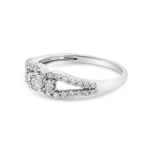 Load image into Gallery viewer, 10K White Gold 1/2 Cttw Round Cut Diamond Three Stone Split Shank Band Ring (H-I Color, SI1-SI2 Clarity) - Size 6