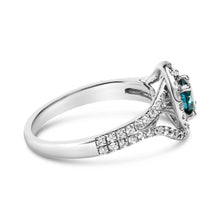 Load image into Gallery viewer, 14K White Gold 1-1/3 Cttw White & Blue Diamond Interweaving Double Halo Cocktail Statement Ring (G-H and Fancy Blue Color, SI2-I1 Clarity) - Size 6