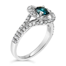 Load image into Gallery viewer, 14K White Gold 1-1/3 Cttw White & Blue Diamond Interweaving Double Halo Cocktail Statement Ring (G-H and Fancy Blue Color, SI2-I1 Clarity) - Size 6