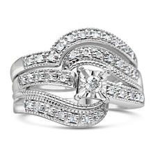 Load image into Gallery viewer, .925 Sterling Silver 1/3 Cttw Round Diamond Crisscross Engagement Ring Bridal Set (H-I Color, I1-I2 Clarity ) - Size 7
